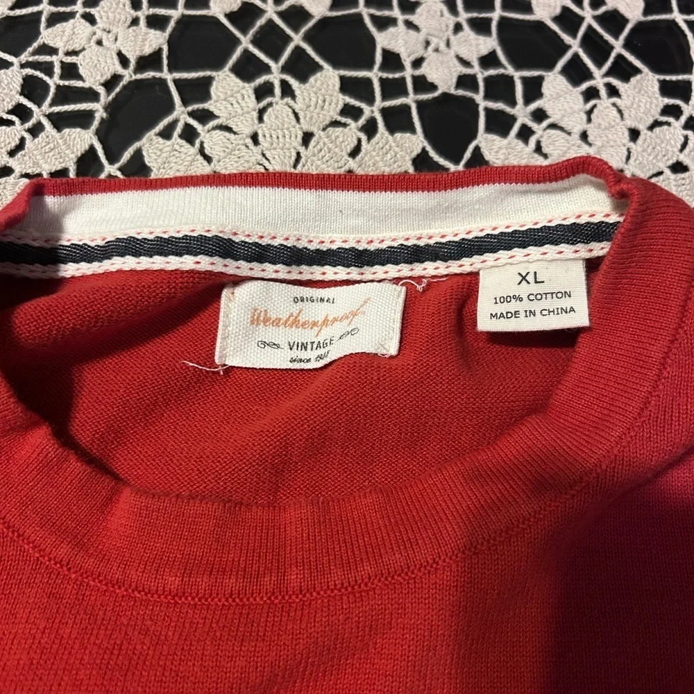 ⚓️ Original Weatherproof Vintage Red Crewneck with Navy & White Trim 100% Cotton
